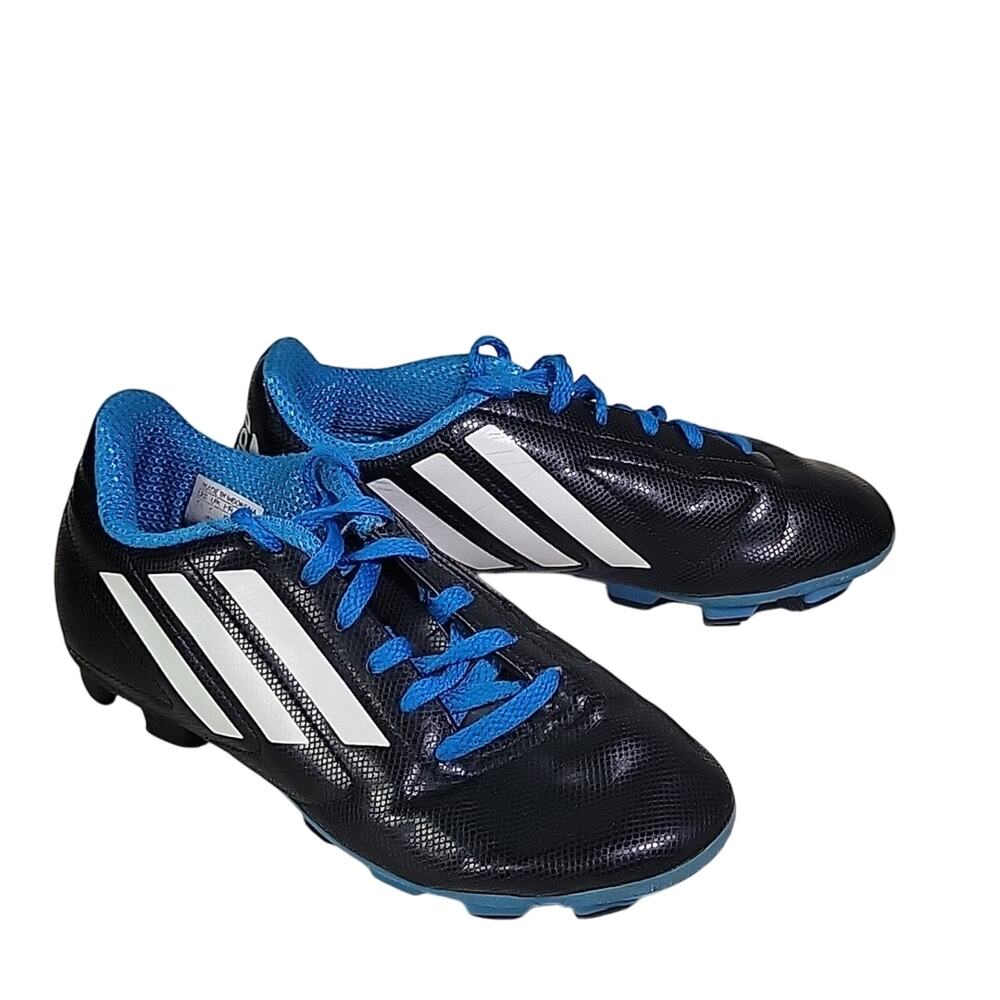 Adidas Conquisto Trx Fg Black and Blue Soccer Cleats Unisex Kids Size 1.5
